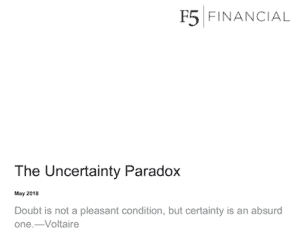 dfa info, F5 financial, f5 financial planning, long-term investing, naperville financial, naperville financial planner, market volatility, uncertainty paradox