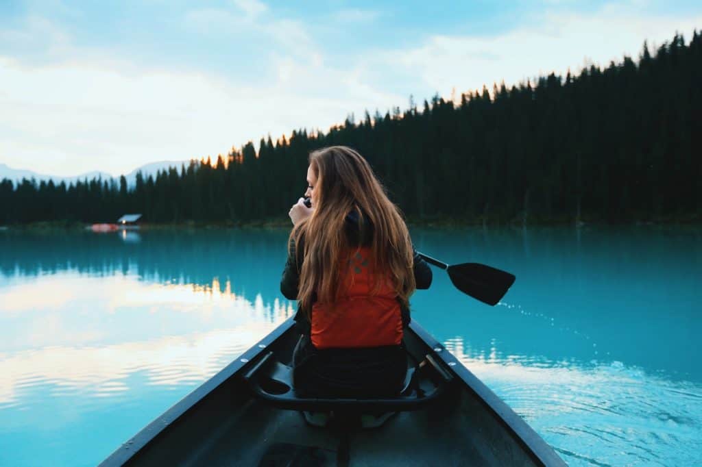 perspective while rowing on Lake Louise