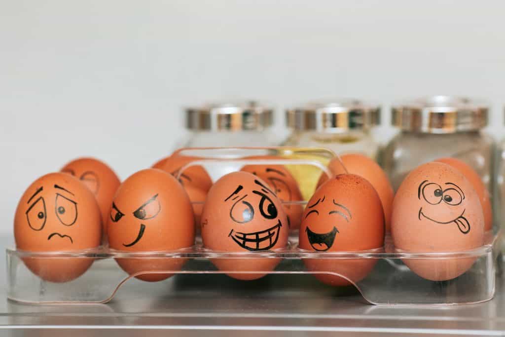 Eggs expressing a variety of emotions