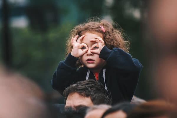 young child testing her perceptions