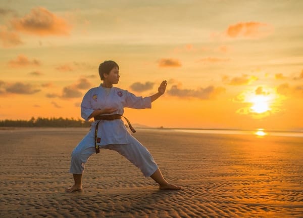 Boy decides to persist with karate on beach