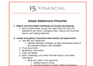 F5 Financial - Estate Settlement Checklist 