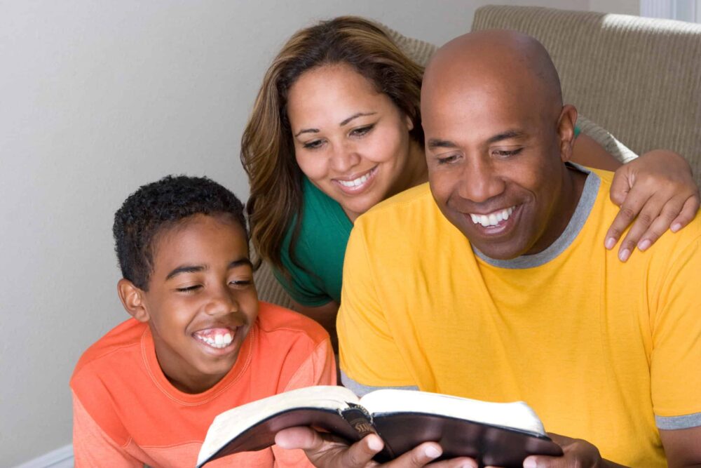 African American Family reading together
