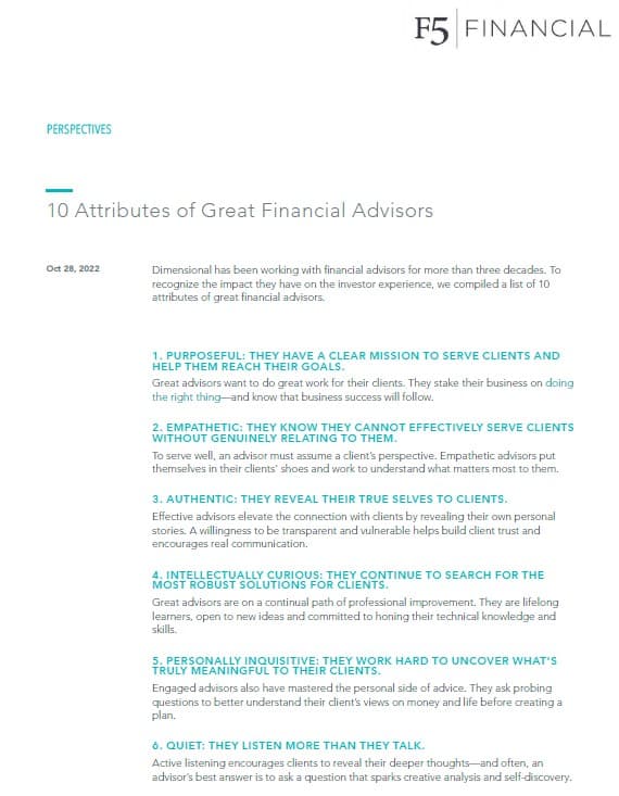thumbnail image of the top 10 attributes of great financial advisors PDF