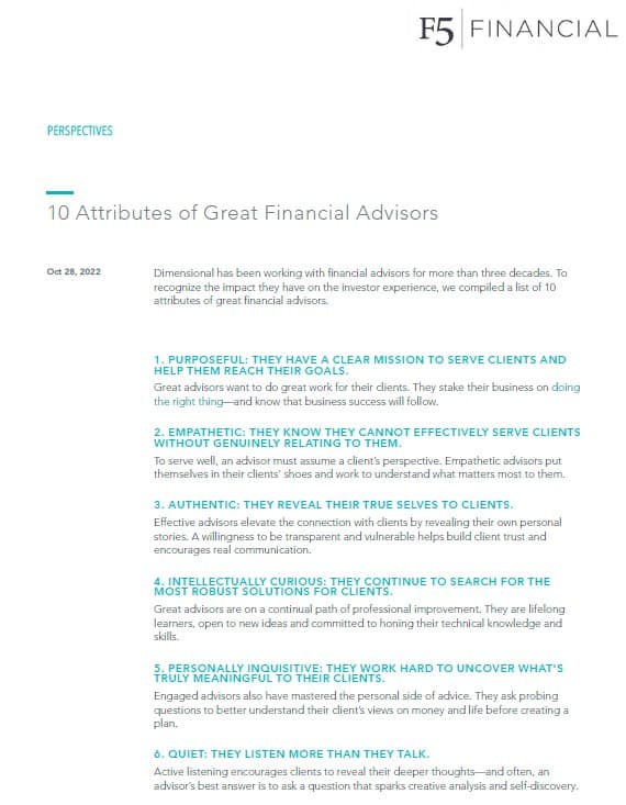 thumbnail image of the top 10 attributes of great financial advisors PDF