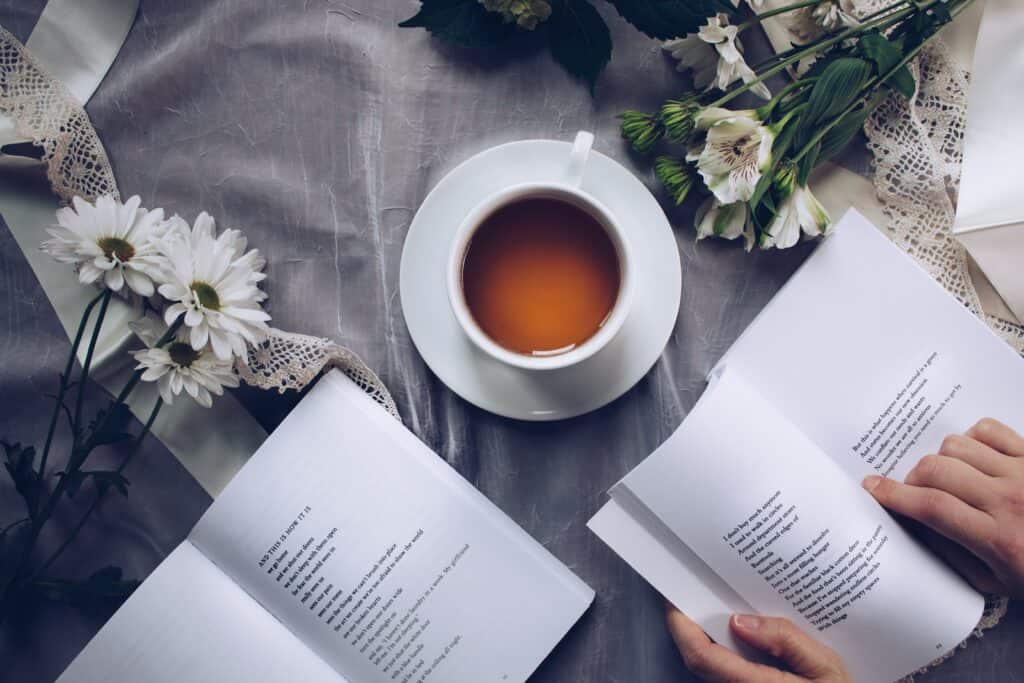 book and tea cup