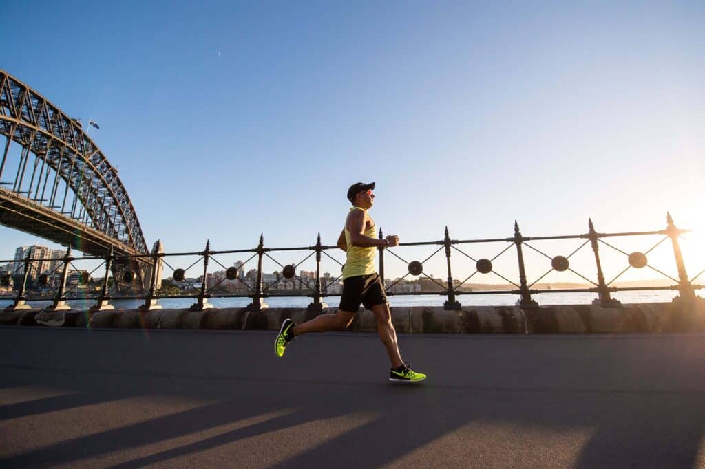 Man running outside for exercise